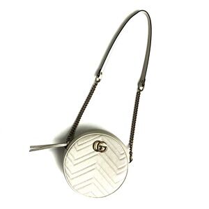 SOLD Gucci Marmont mini round shoulder bag white leather